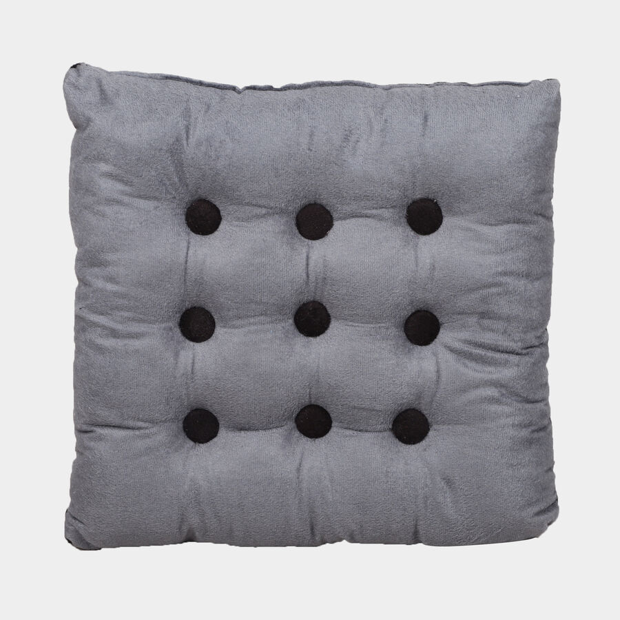 Grey Tufted Cushion, , large
