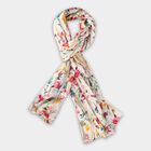 Women's White Viscose Scarf, , small image number null