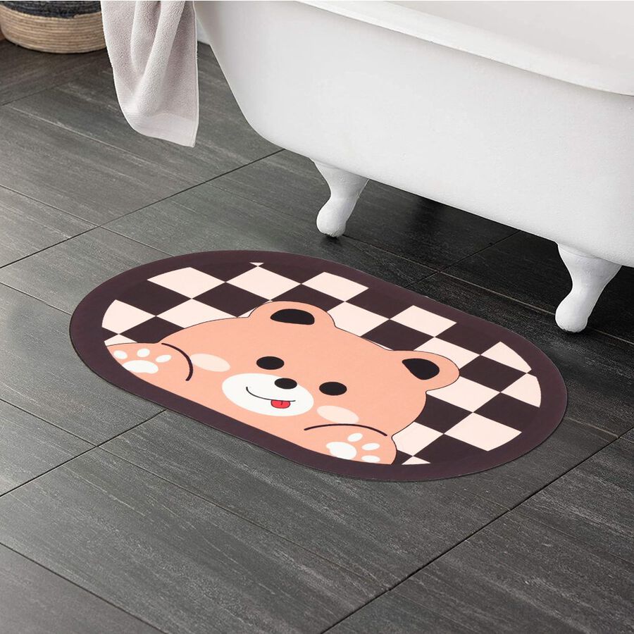 Anti-Skid Brown Polyester Bath Mat, , large