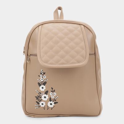Women's Beige Pu Backpack 