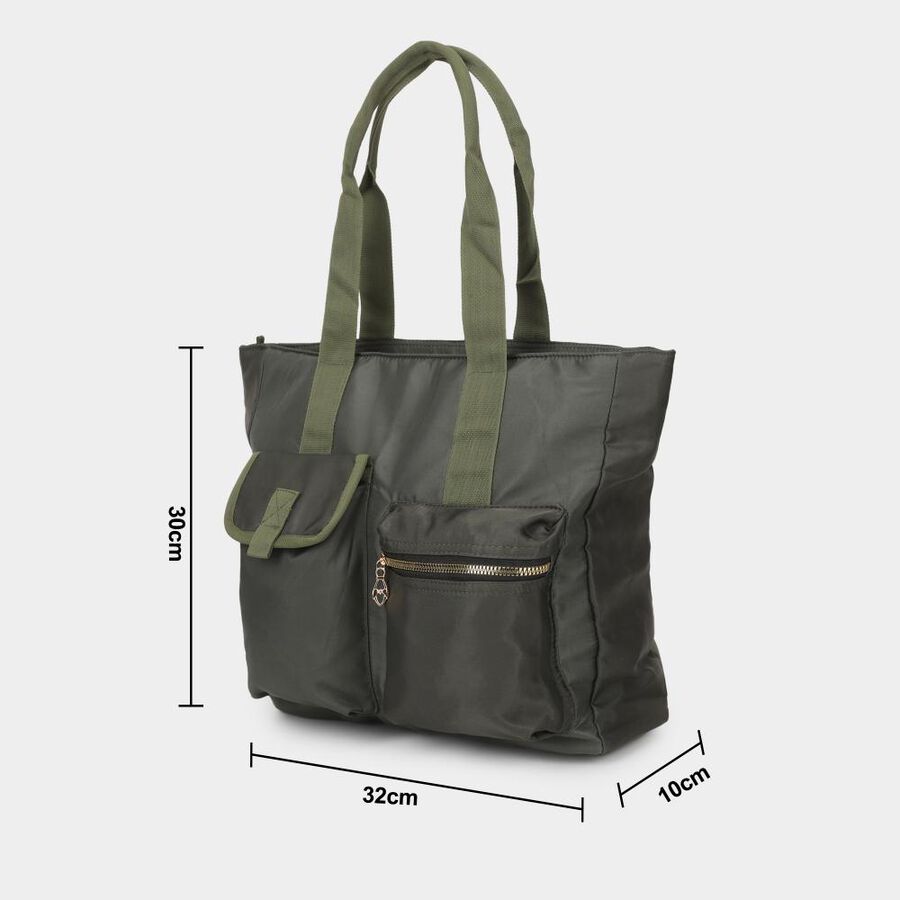 Women's Olive Fabric-Nylon Hand Bag, , large
