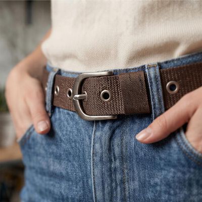 Women's Brown Nylon and Polyester Belt