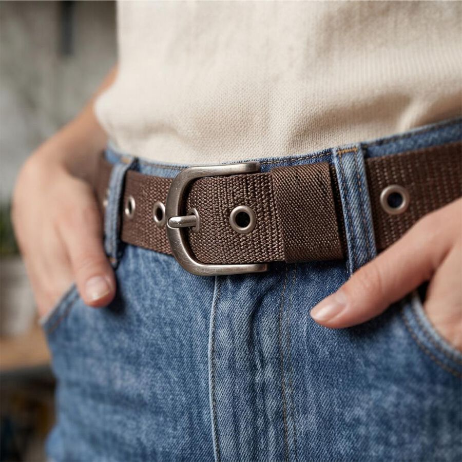 Women's Brown Nylon and Polyester Belt, , large