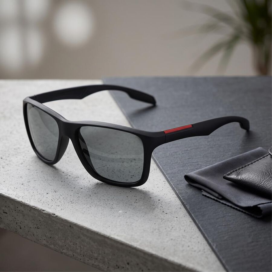 Men's Black Plastic Sunglasses, , large