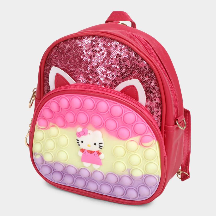 Kid's Colour Block Polyurethane Backpack, , large image number null
