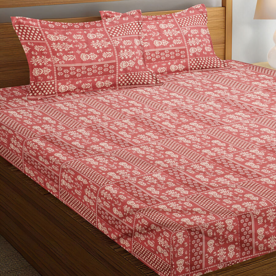 120 GSM Red Polyester Double Bedsheet, , large image number null