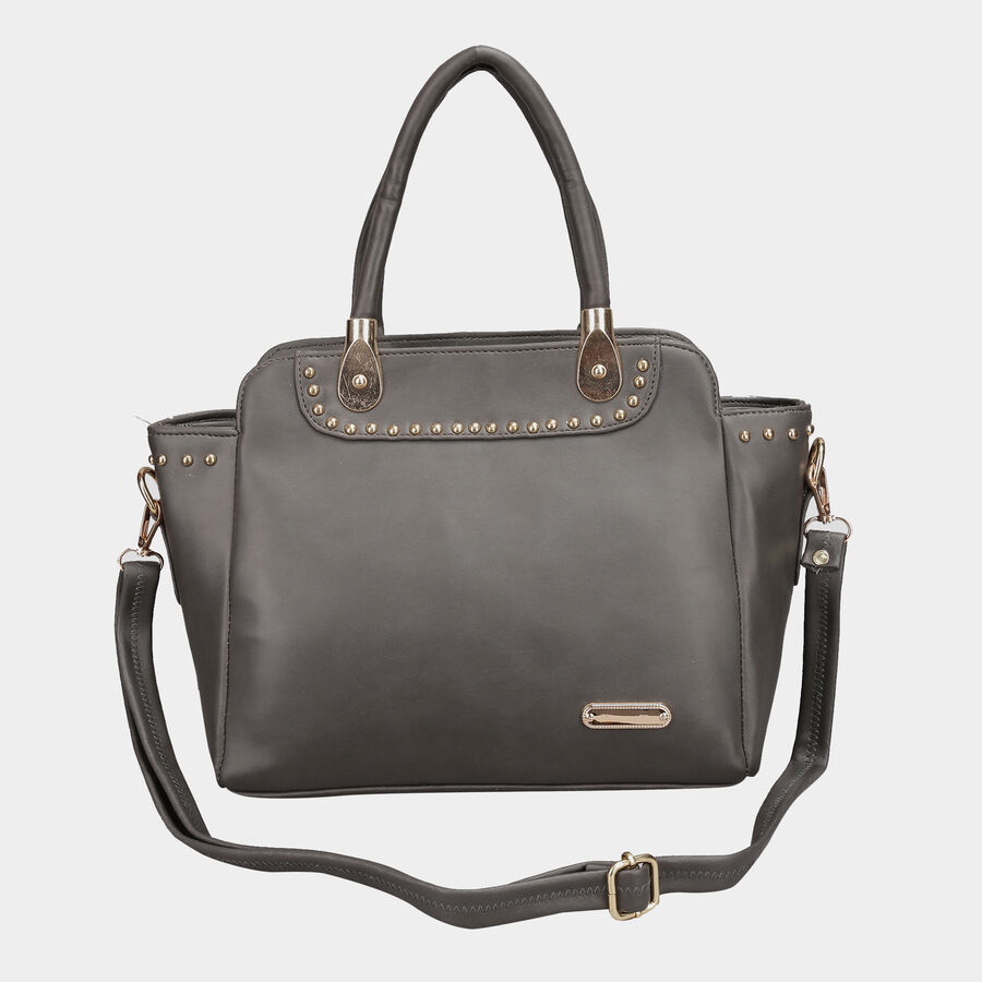 Women's Dark Grey Polyurethane Tote Bag, , large image number null