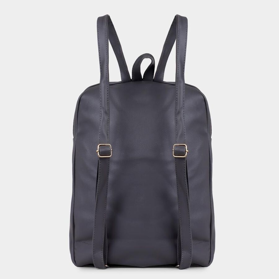 Women's Grey Polyurethane Backpack, , large image number null