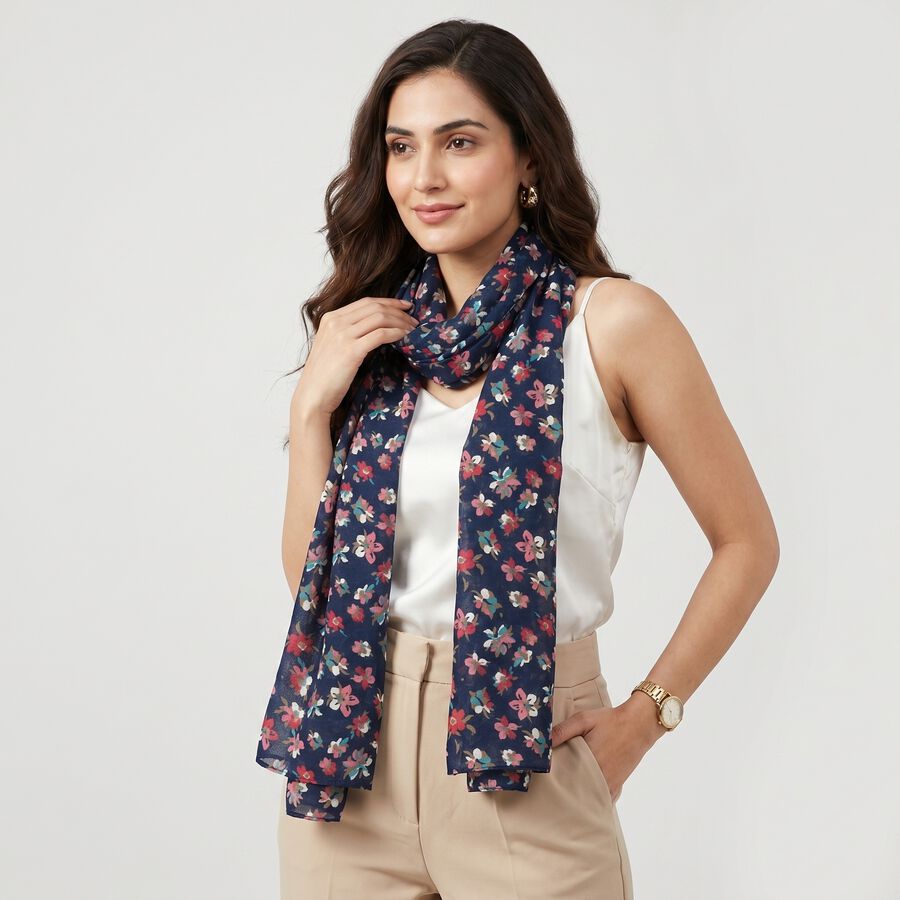Woman's Navy Blue Scarf, , large