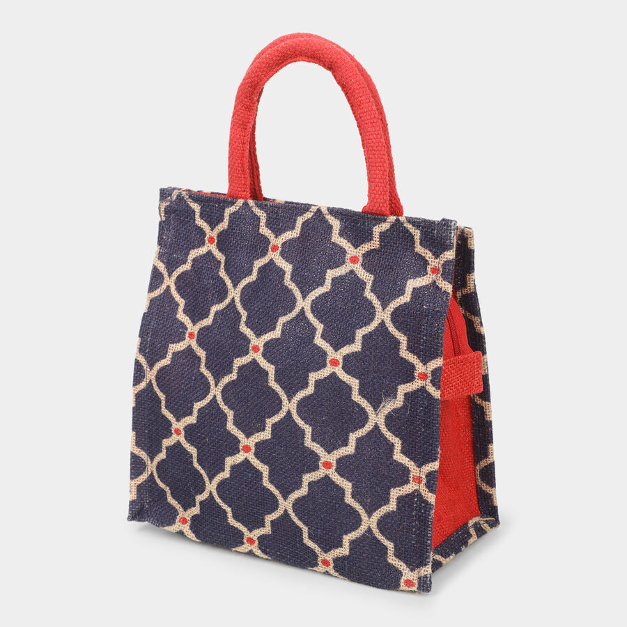 Dark Blue Printed Jute Bag, , large image number null