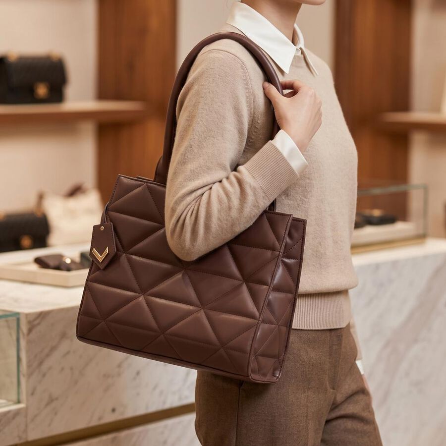 Women's Brown PU Handbag , , large