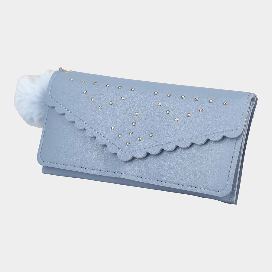 Women's Blue Polyurethane Clutch Bag, , large image number null