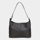 Women's Black Polyurethane Hand Bag, , small