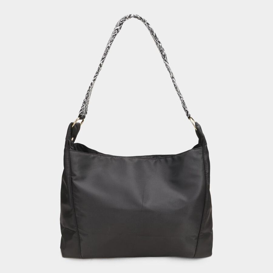 Women's Black Polyurethane Hand Bag, , large