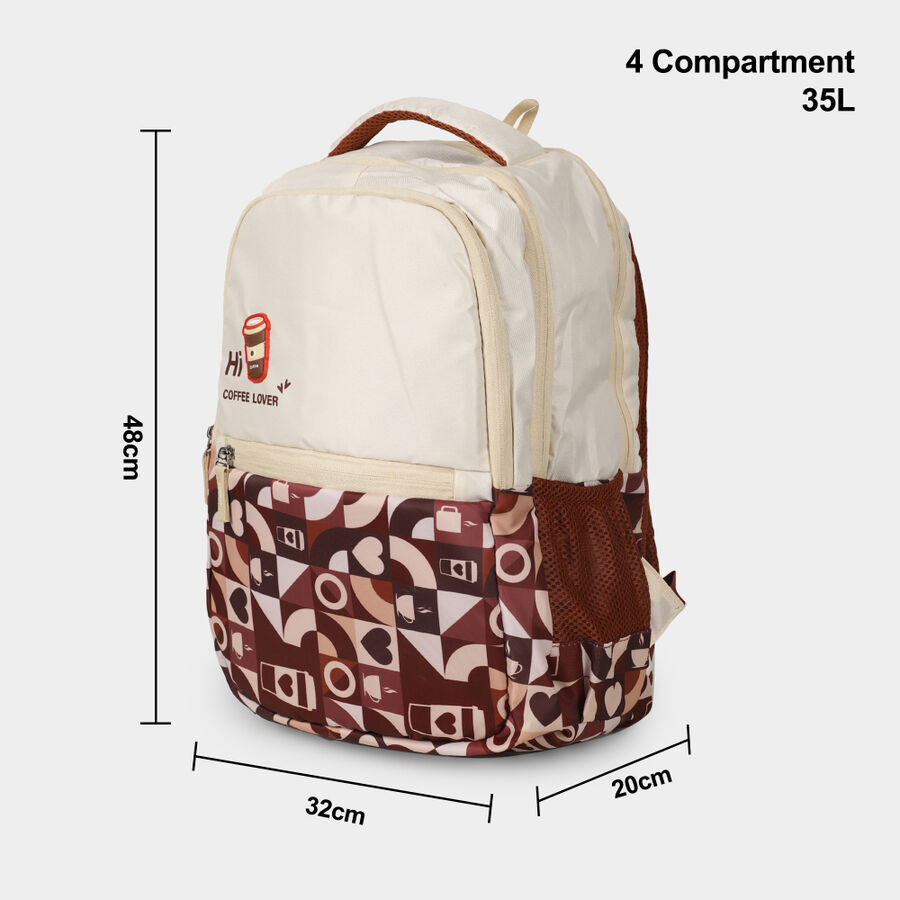 Beige Printed Backpack, , large image number null