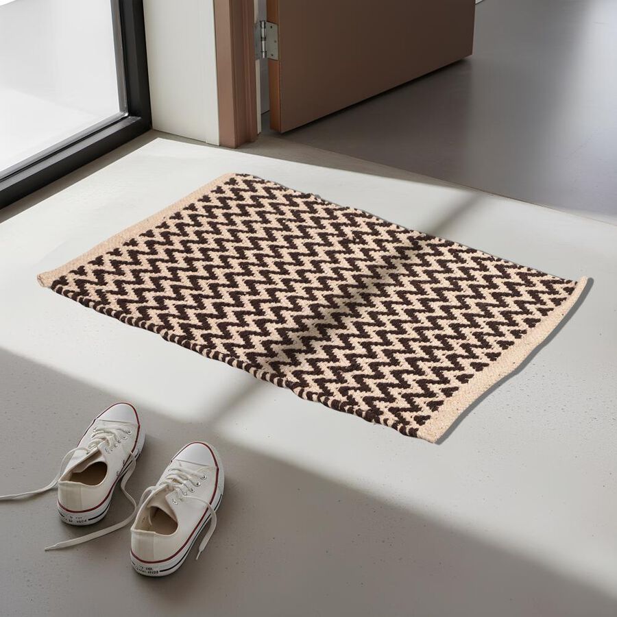 Anti-Skid Beige Polyester Cotton Door Mat, , large