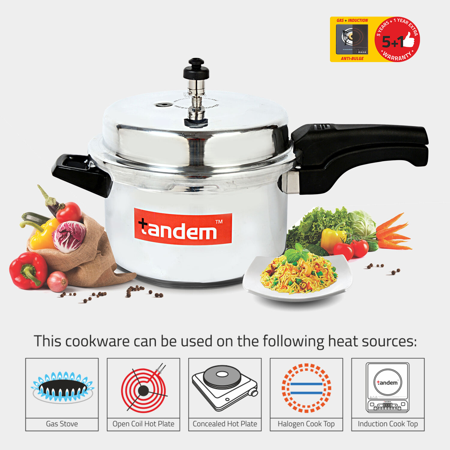 Tandem 5 L Induction Pressure Cooker Aluminium Vishal Mega Mart