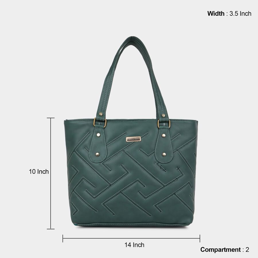 Women's Dark Green Polyurethane Tote Bag, , large image number null