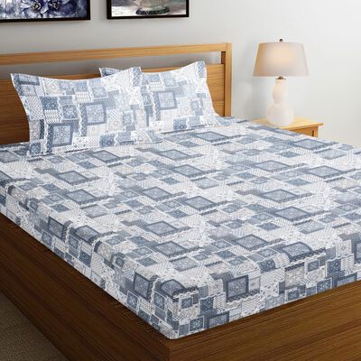 110 GSMLight Grey Microfiber Double Bedsheet With Pillow Cover