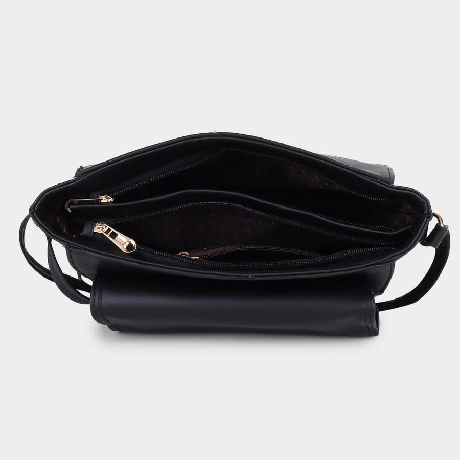 Women's Black Polyurethane Hand Bag, , large image number null