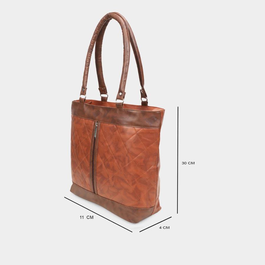 Women's Tan Polyurethane Tote Bag, , large image number null