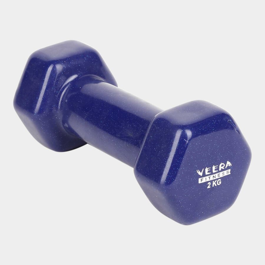 Rubber & Iron Body Fitness Dumbbells- 2 Kg Vinyl Dumbbell, , large image number null