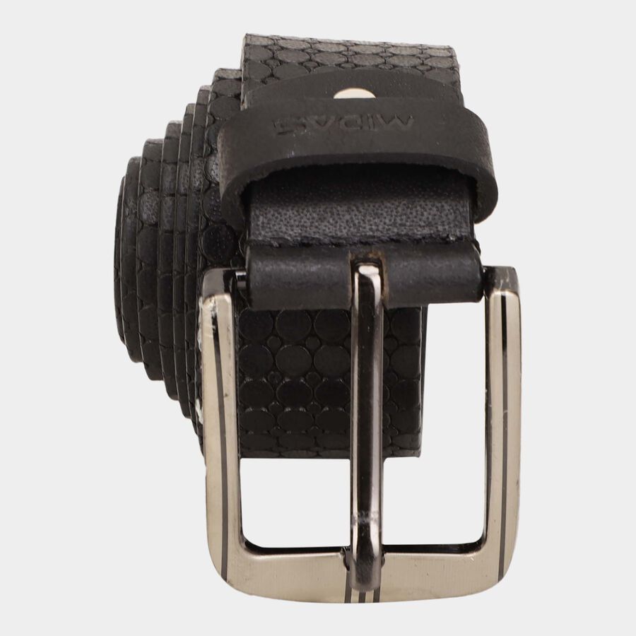 Men's Black Leather Casual Belt, , large image number null