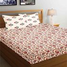 Red Microfiber Double Bedsheet with Pillow Cover, , small