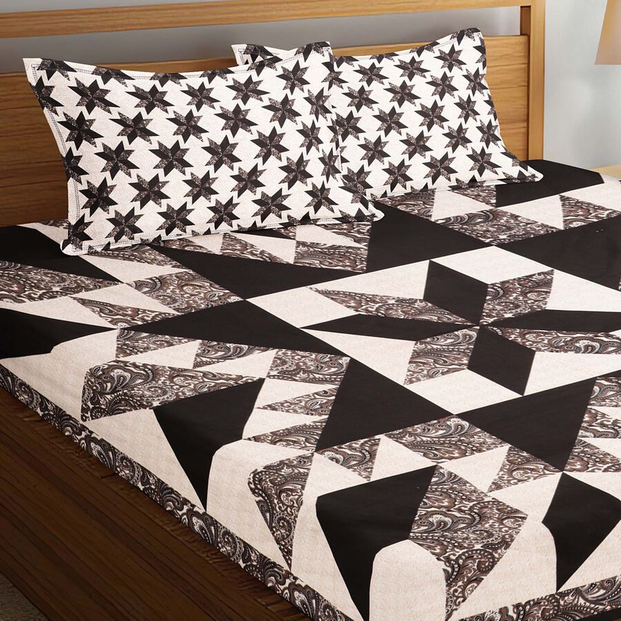 125 GSM Black Microfiber Double Bedsheet With Pillow Cover, , large image number null