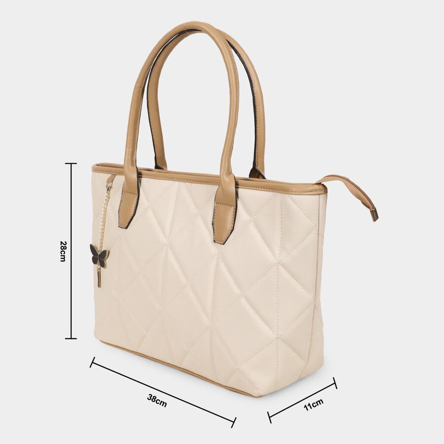 Women's Beige Polyurethane Tote Bag, , large image number null