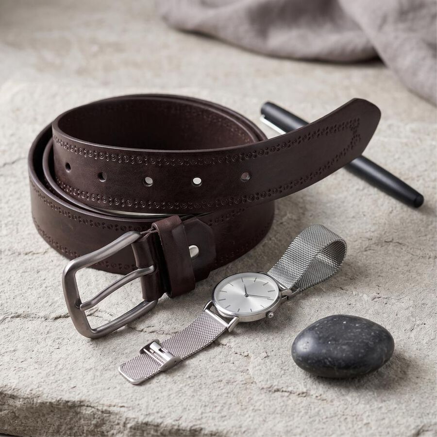 Brown PU Casual Belt, , large