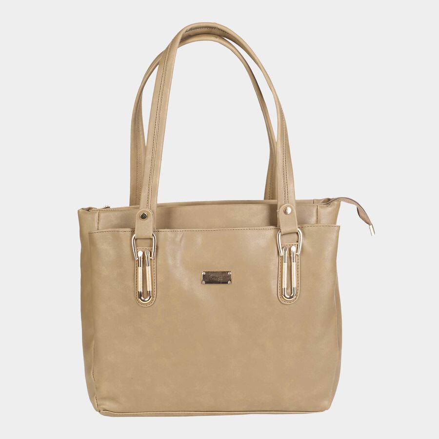 Women's Polyurethane Satchel, Embellished, Medium Size, , large image number null