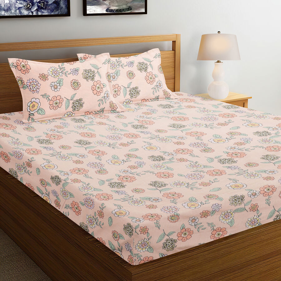 120 GSM Pink Polyester Double Bedsheet, , large image number null