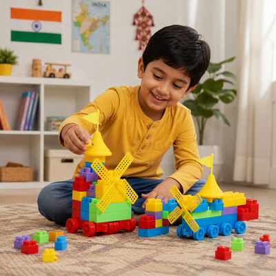 Kid's Multi Colour Plastic Blocks