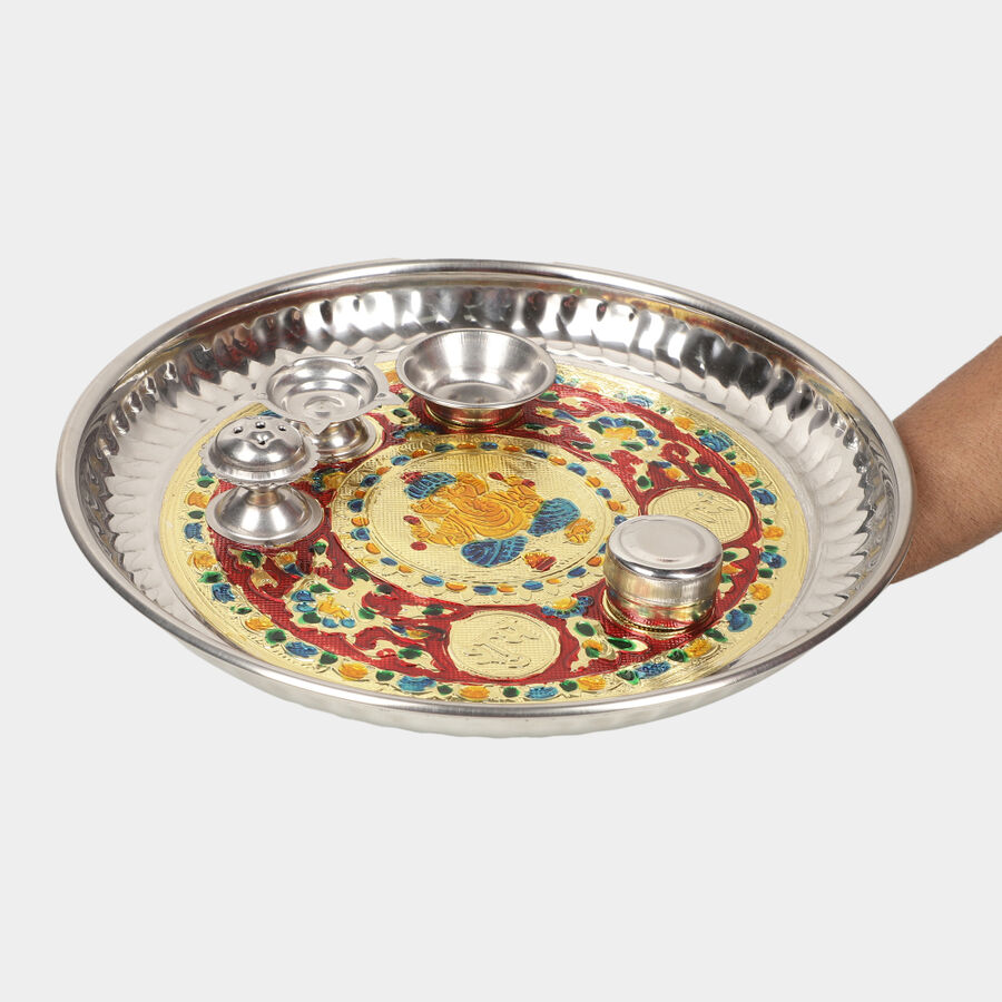 Steel Pooja Plate, , large