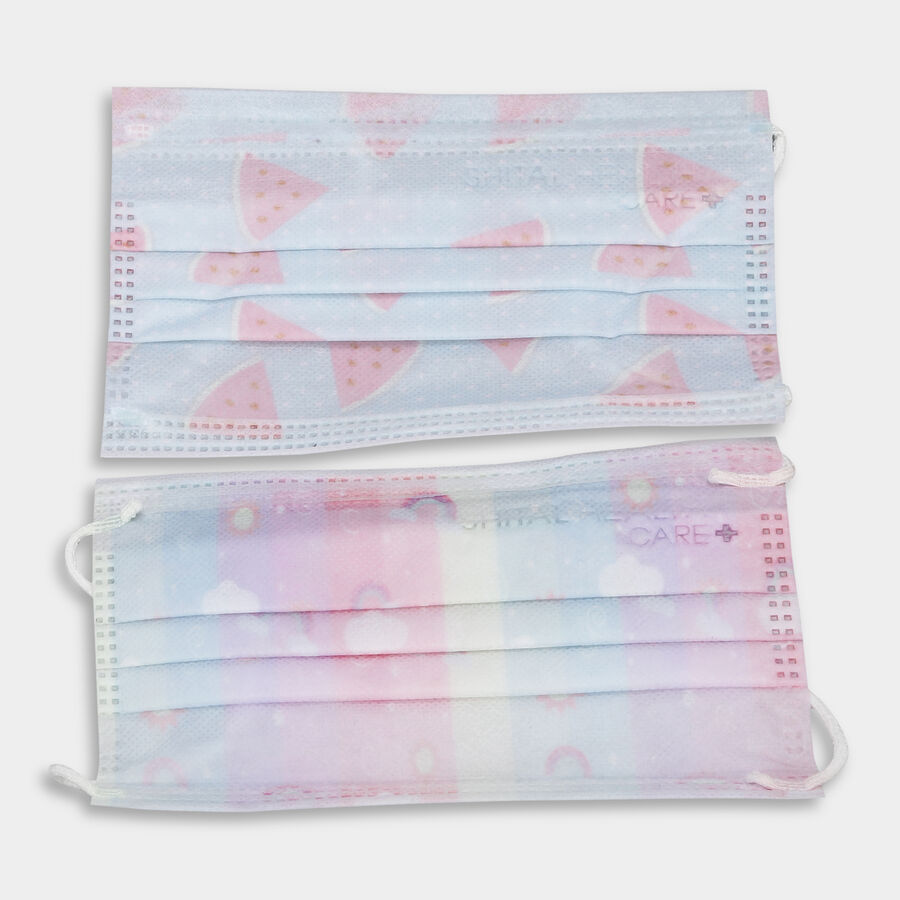 Set of 5 Kid's Printed Disposable 3 Ply Mask, , large image number null