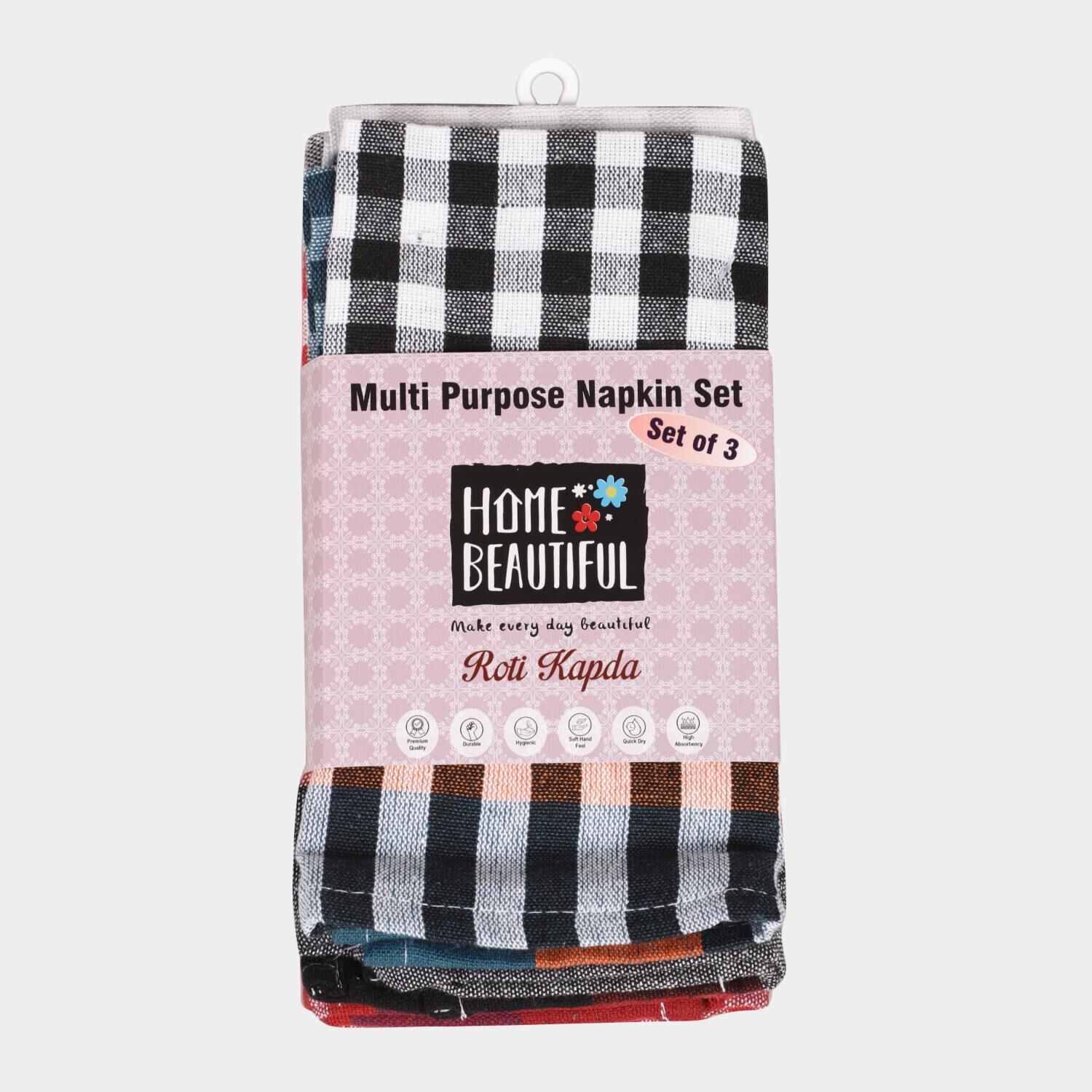 Home Beautiful                         Cotton Kitchen Napkin Set of 3