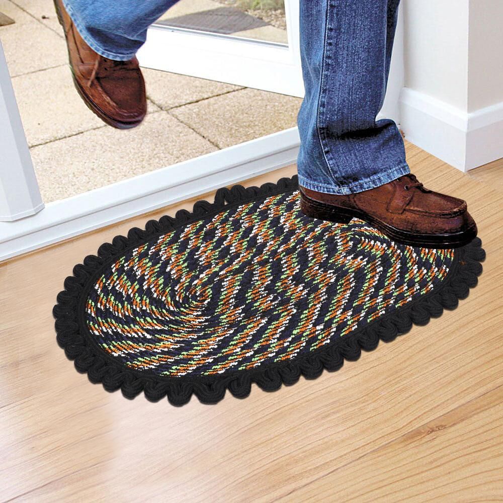 Home Beautiful                         Black Polyester Cotton Door Mat