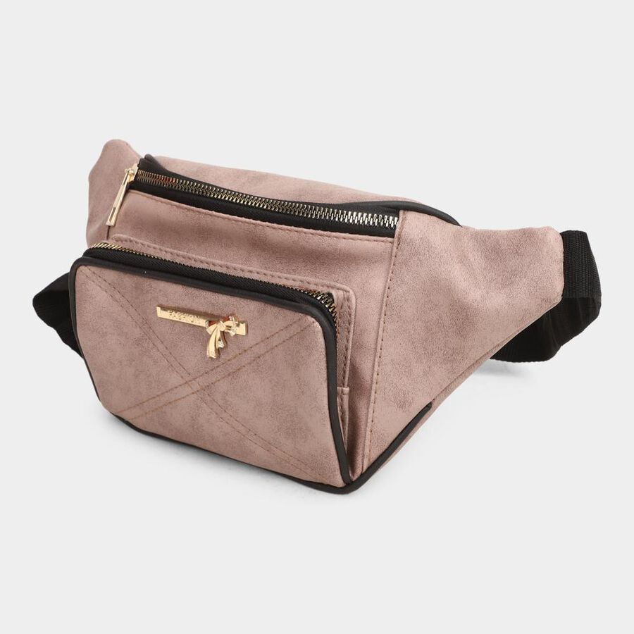 Women's Pink Polyurethane Waist Pouch, , large image number null