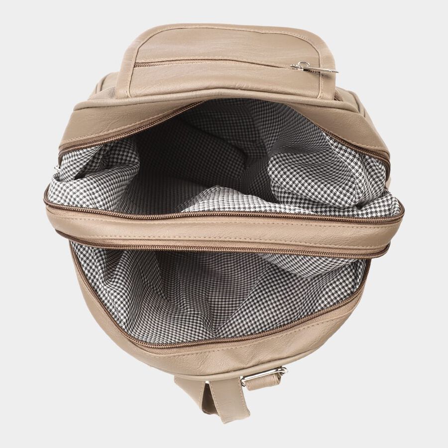 Women's Beige Polyurethane Backpack, , large image number null