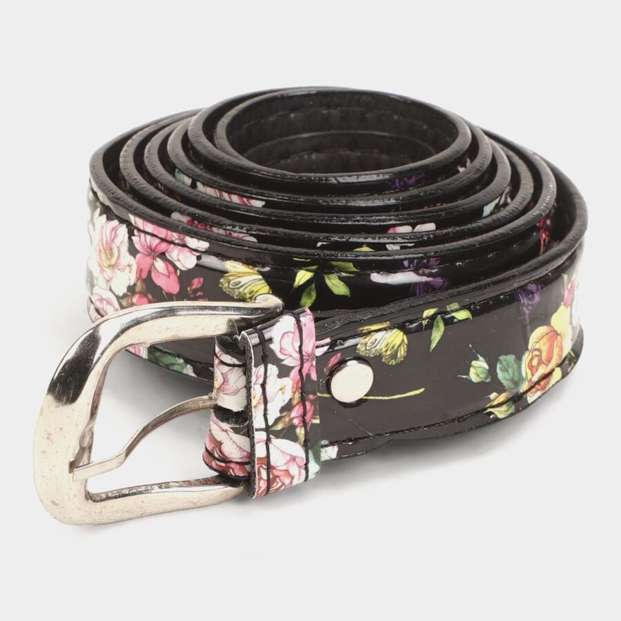 Women's Black Polyurethane Belt, , large image number null