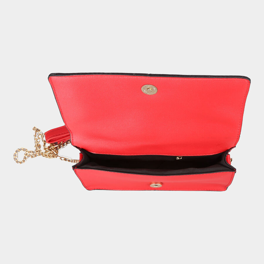 Women's Red Polyurethane Sling Bag, , large image number null