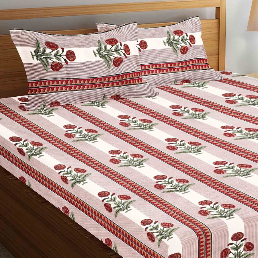 110 GSM Red Microfiber Double Bedsheet With Pillow Cover, , large image number null