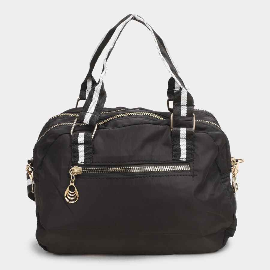Women's Black Fabric Hand Bag, , large image number null