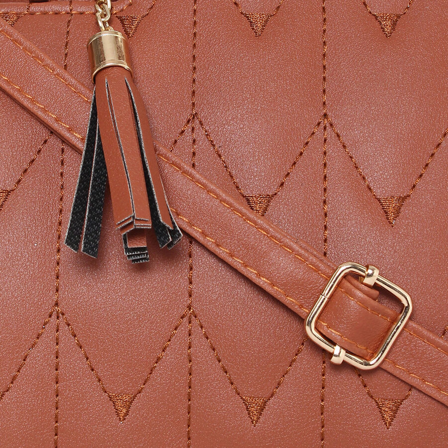 Women Embroidered Tan Handbag, , large image number null