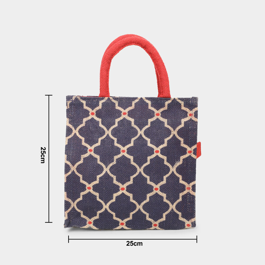 Dark Blue Printed Jute Bag, , large image number null