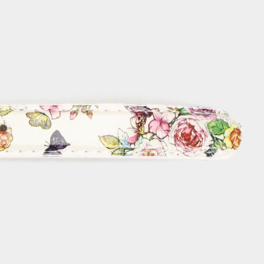 Women's Off White Polyurethane Belt, , large image number null