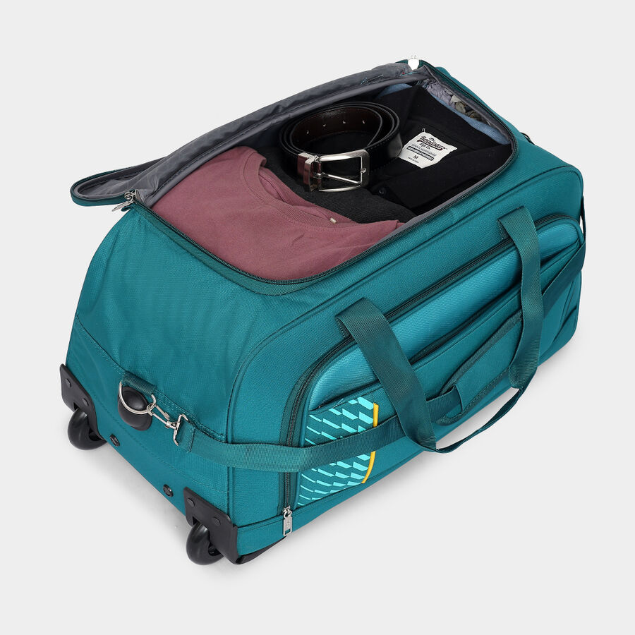 2 Wheels Light Blue Polyester Duffle Trolley, , large image number null