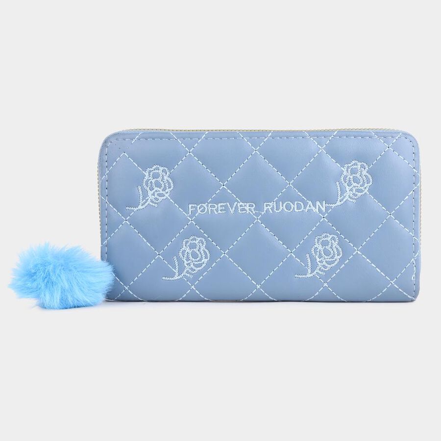 Women's Blue Polyurethane Long Wallet, , large image number null
