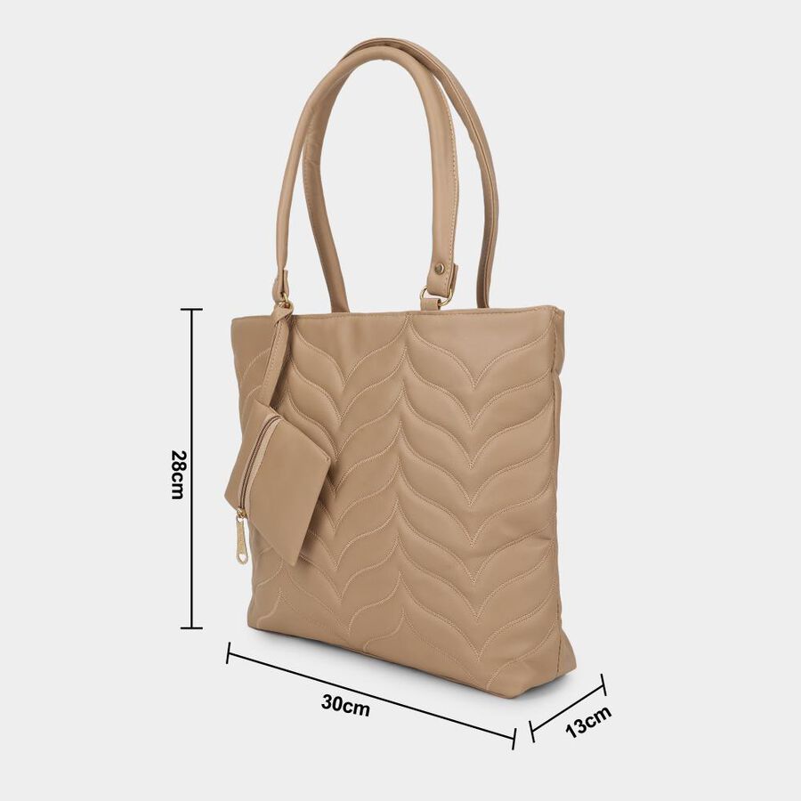 Women's Beige Pu Hand Bag, , large